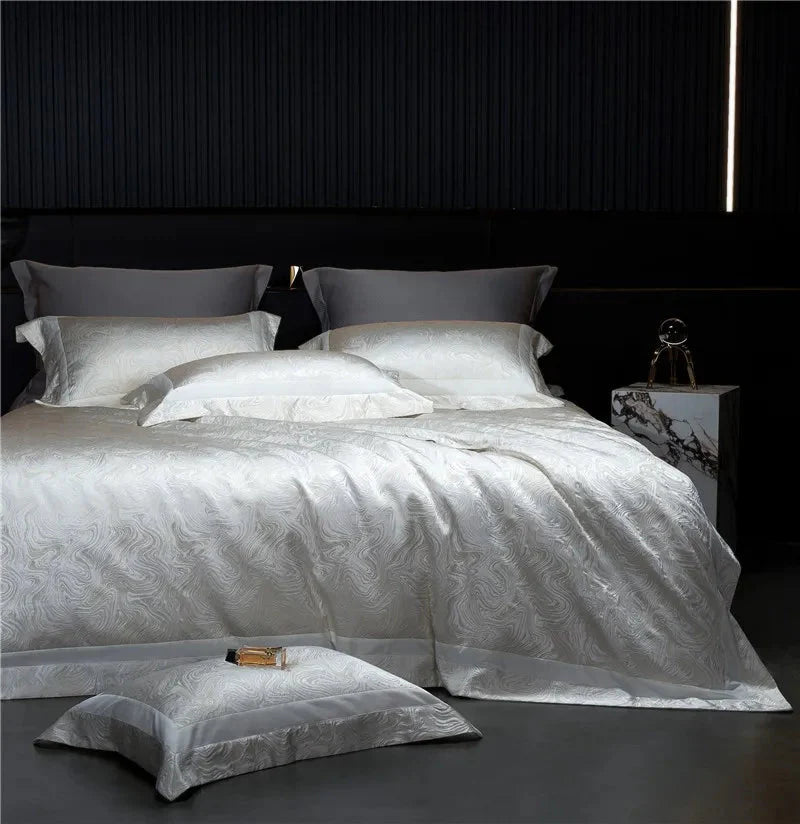 4-Piece Wave Texture 1000 TC Duvet Cover Set