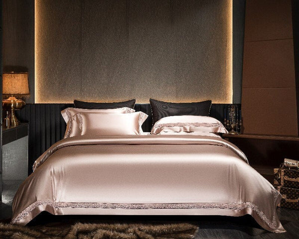 Annabelle Pale Pink Luxury Duvet Cover Set (1000 TC)