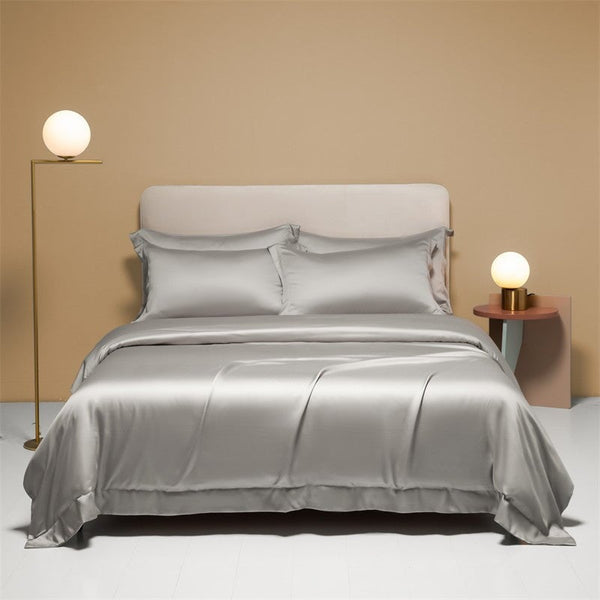 Freya Light Grey Eucalyptus Lyocell Duvet Cover Set