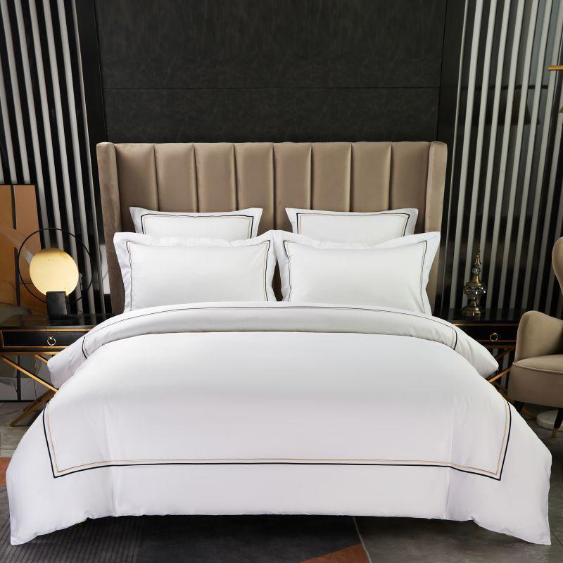 Hotel Classic Dual-Tone 100% Cotton Simple Duvet Cover Set