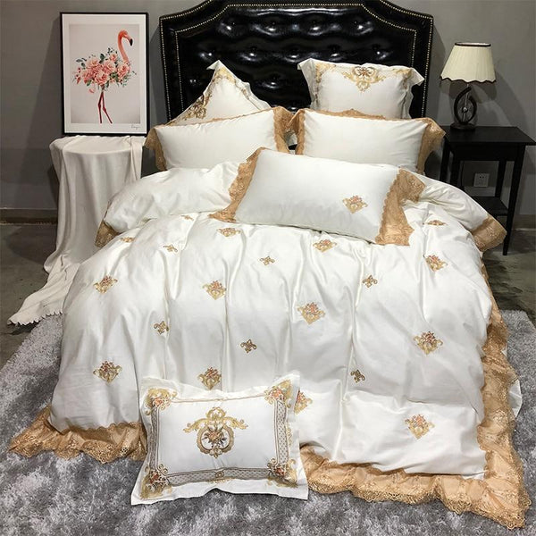 Madeline Golden Embroidery Duvet Cover Set (Egyptian Cotton)