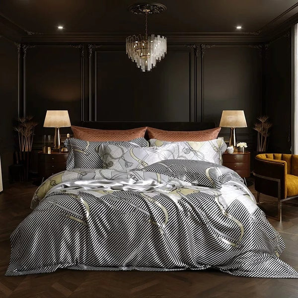 Monochrome 22 Momme Mulberry Silk Duvet Cover Set