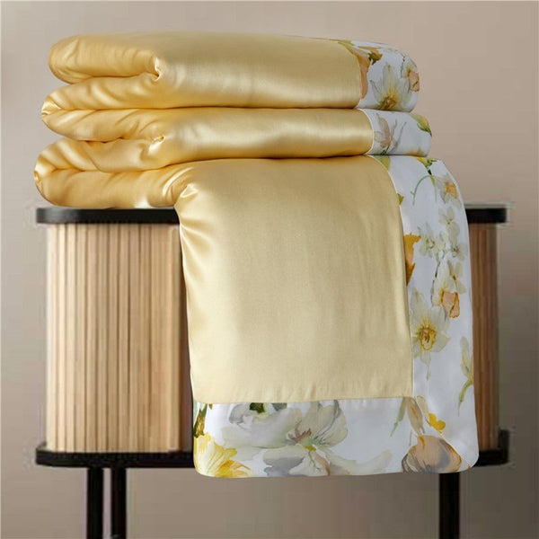 Harmonies Yellow Mulberry Silk & Eucalyptus Reversible Blanket