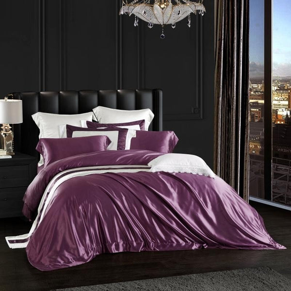 Purple 25 Momme Mulberry Silk Bedding Set