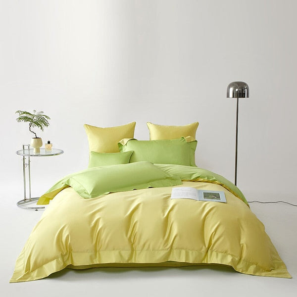 Reversible Yellow/Lime Green Duvet Cover Set (1000 TC)