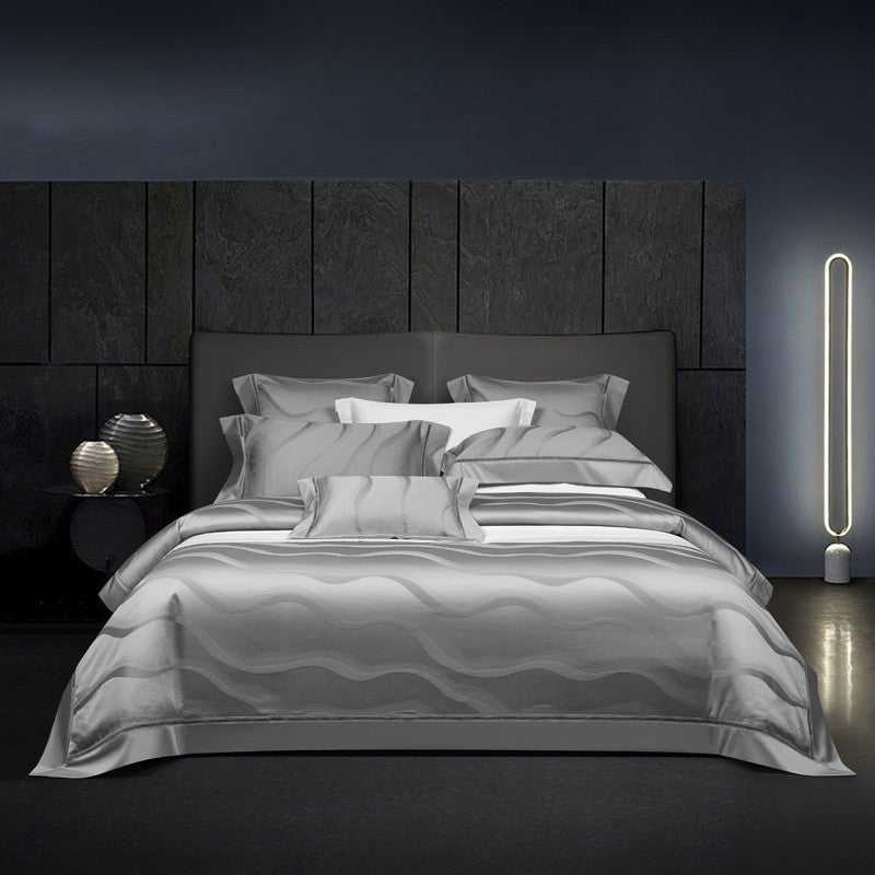 Scala Egyptian Cotton Bedding Set – 1000 Or 1200 TC, Black Stripe, Luxury