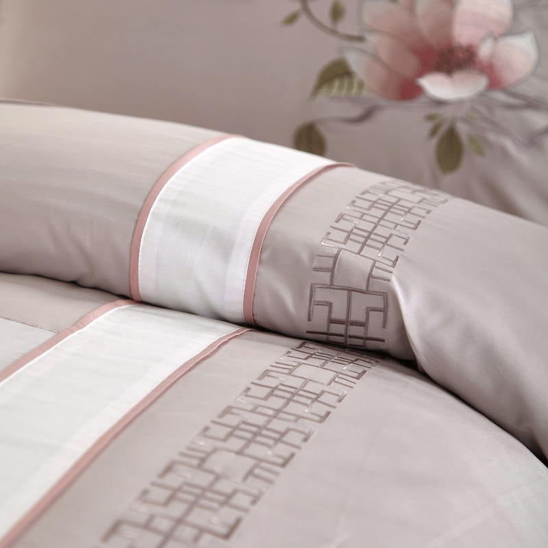 Sakura Embroidered Duvet Cover Set (Egyptian Cotton, 500 TC)