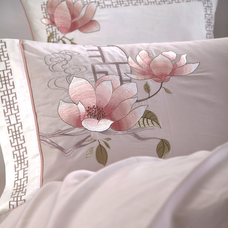 Sakura Embroidered Duvet Cover Set (Egyptian Cotton, 500 TC)