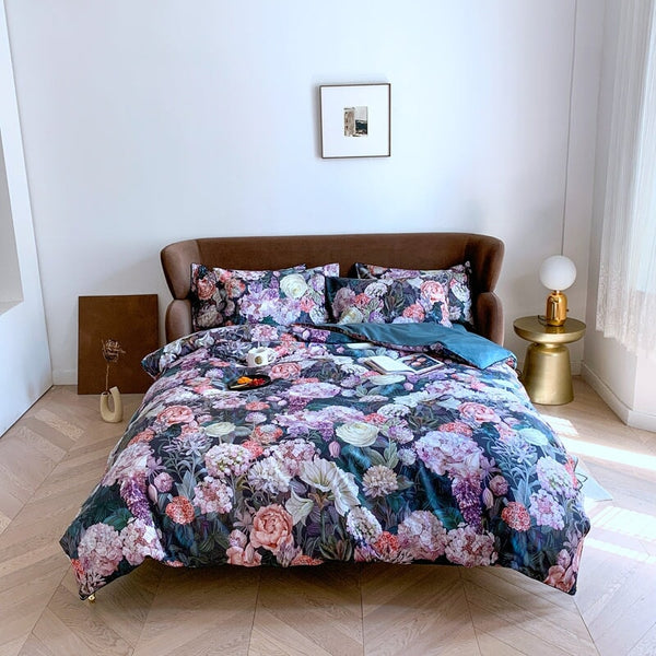 Smudge Floral Duvet Cover Set (Egyptian Cotton, 500TC)