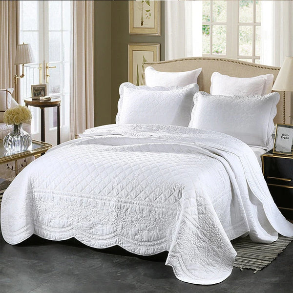 Amoroso Quilt Cover Set Quilts & Comforters Luxxo 230x230 cm White 