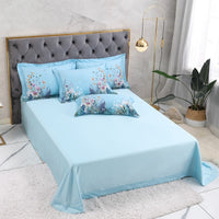 Sábana Botanical Sky Blue (Algodón Egipcio, 500 TC)