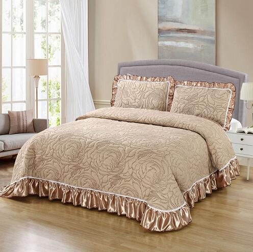 Girona Ruffled Edge Bedspread Set (100% Cotton) Bedding Luxxo 230x250 cm 3 Piece Set 