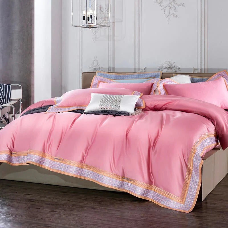 New Plaza Candy Pink Duvet Cover Set (Egyptian Cotton) ( 1000 thread count) Luxxo 