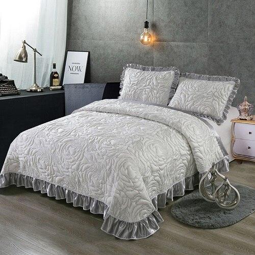Tara Ruffled Edge Bedspread Set (100% Cotton) Bedding Luxxo 230x250 cm 3 Piece Set 