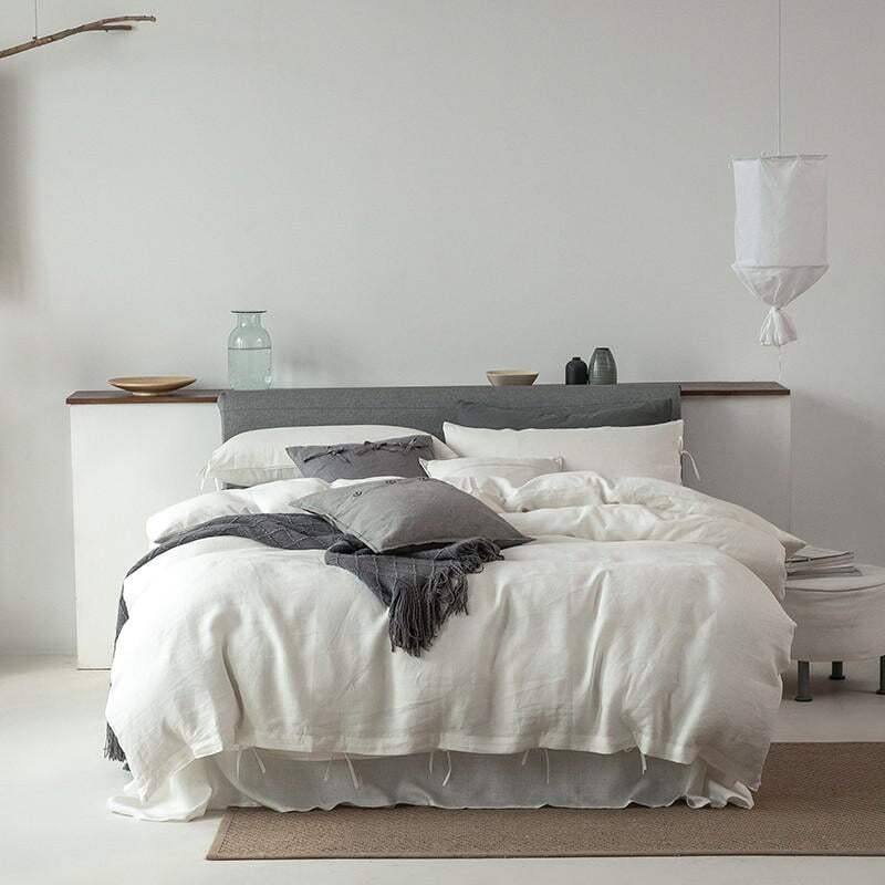 White 100% Linen Bedding Set ( 500 thread count) Luxxo 